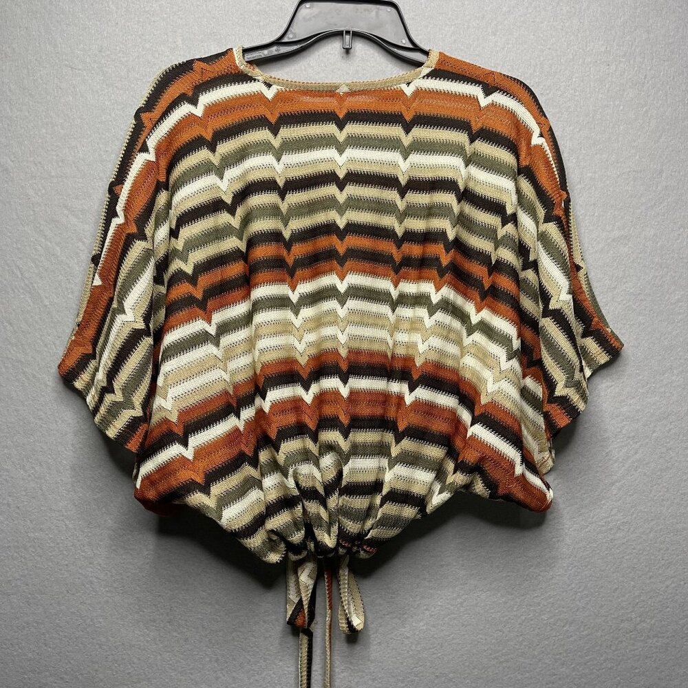 ZARA Striped Dolman Sleeve Elastic Waist Boho Top - Picture 8 of 9